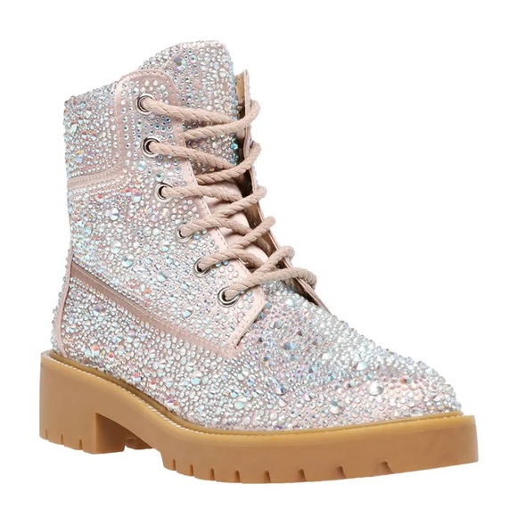 NWT Betsey Johnson SB-HUDSN Rhinestone Combat Bootie - Picture 4 of 15